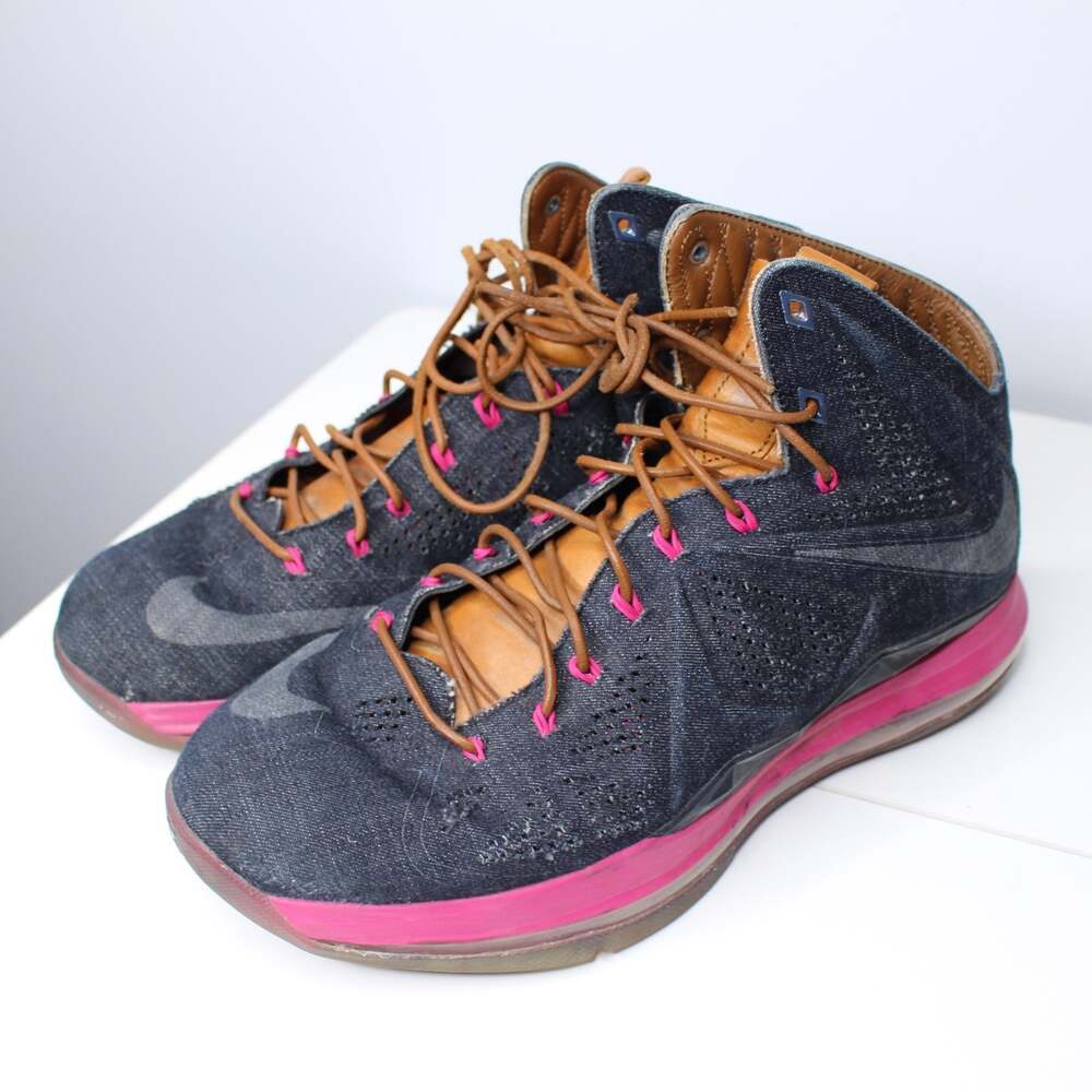 Size 11 - Nike LeBron 10 EXT Denim QS Denim RARE Basketball Shoes Sneakers